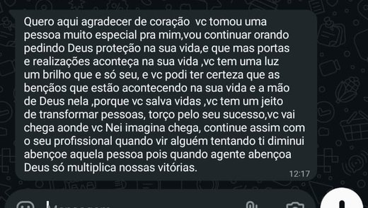 Print real de depoimento de paciente, identidade preservada